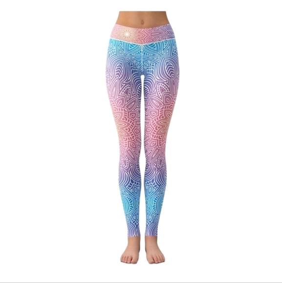 TREE TRIBE Women's Bright Vibes Mandala Leggings Pastel Colorful Size Medium - Picture 6 of 7
